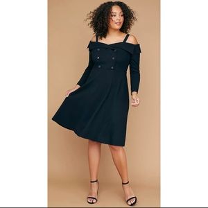 NWT Lane Bryant Ponte Off the Shoulder Lapel Fit and Flare Dress Size 16